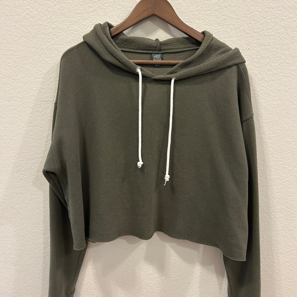 Wild Fable Dark Green Cropped Hoodie